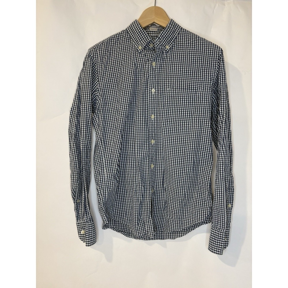 J Crew Mens Blue Gingham Slim Fit Button Down Shirt Long Sleeve Size S